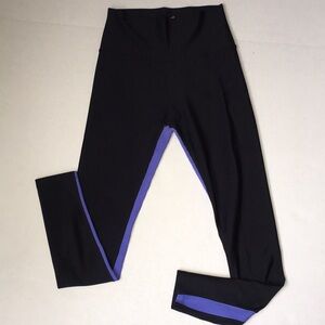 Athletic Leggings | Black with Purple Accent | Size S
